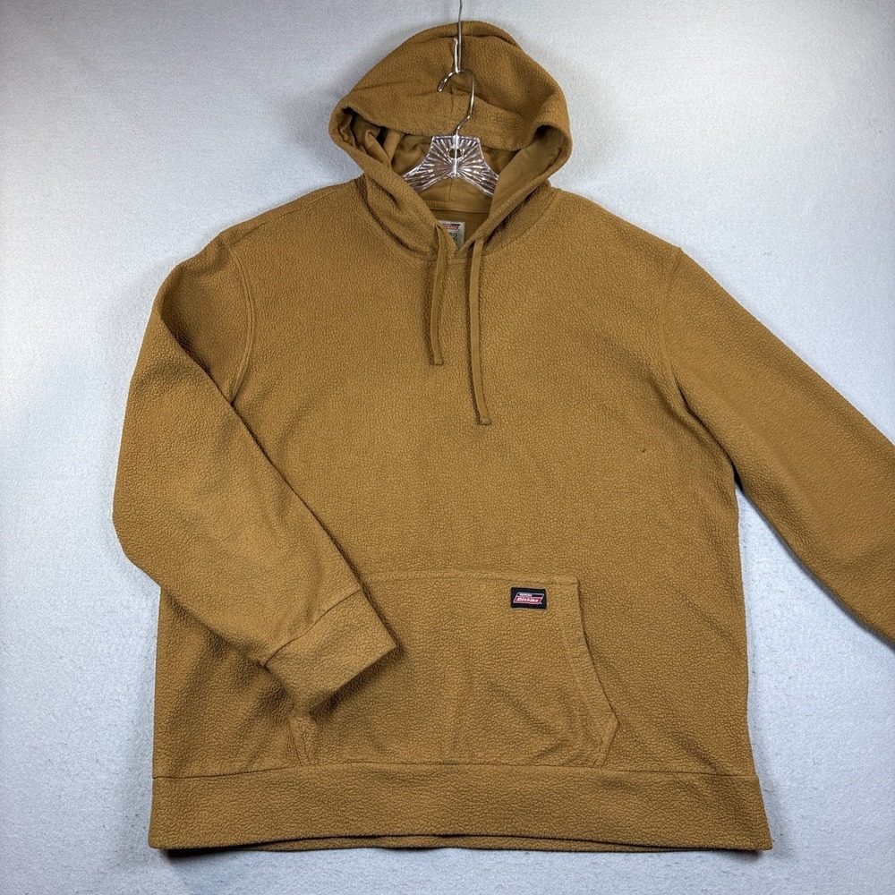 Dickies Men Hoodie XL Brown Fleece Long Sleeve Polyester